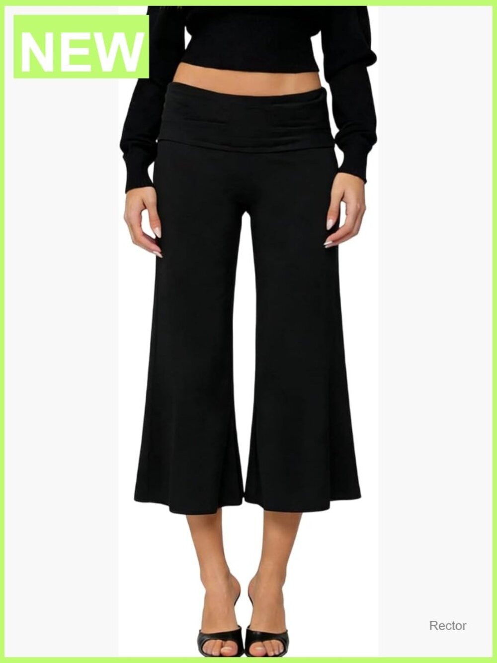 Wide Leg Flared Cropped Capri Pants Fold Over Low Rise Streetwear